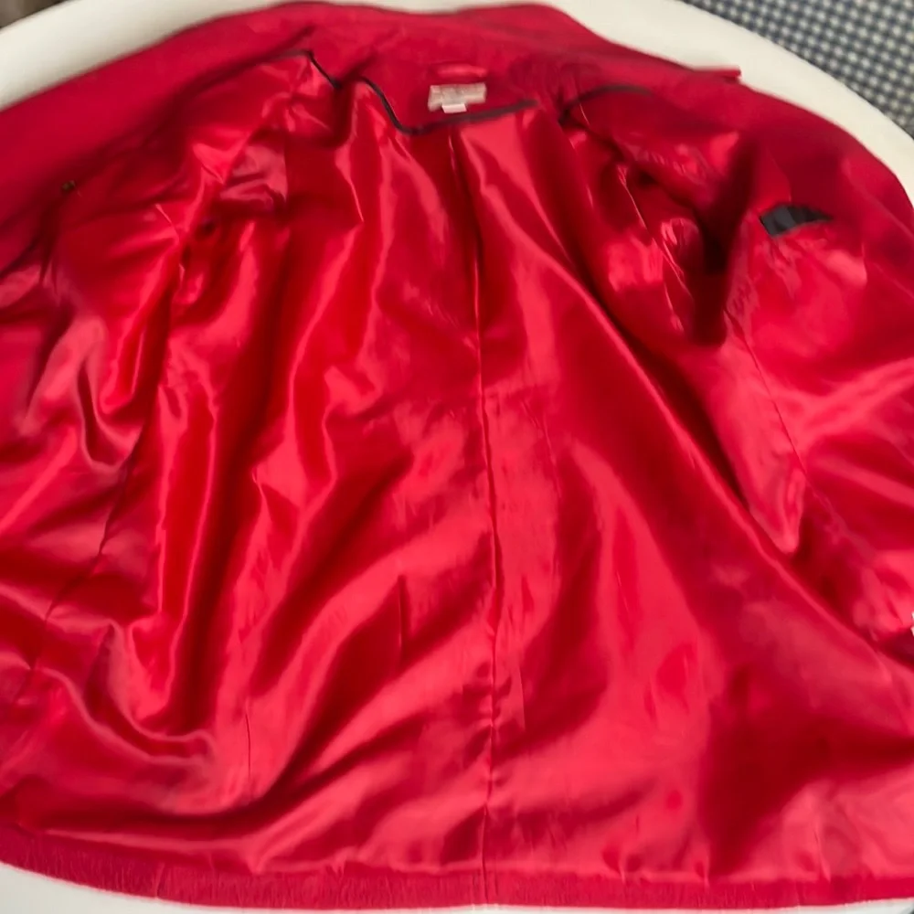 St. Johns Bay Red Wool Coat- front pockets- interior lining pocket- size Large - Picture 5 of 16